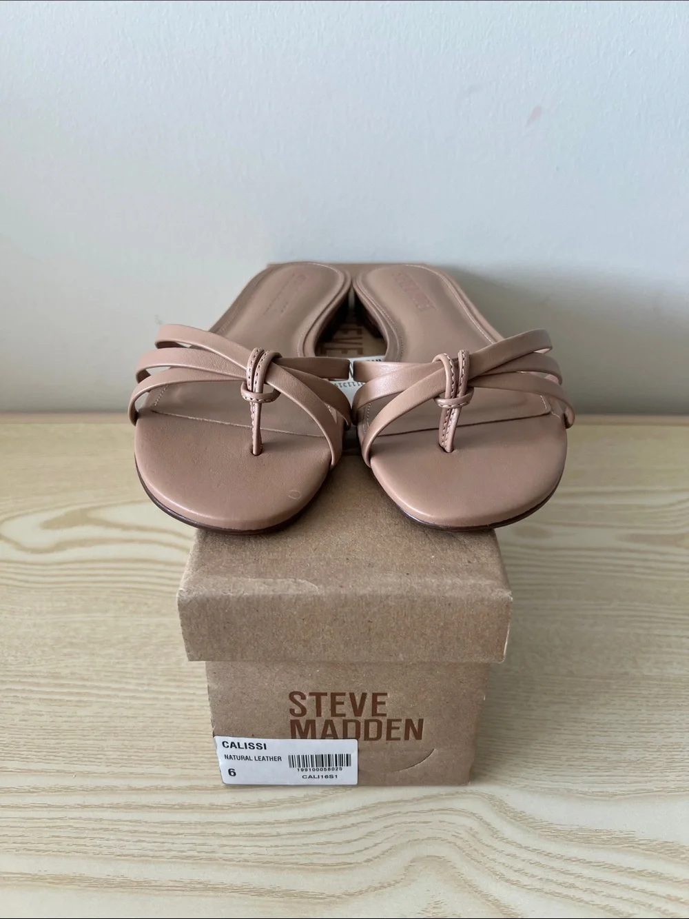 Steve Madden Calissi Beige Strappy Slide Sandals